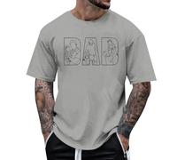 Camiseta de hombre con estampado artístico de manga corta de corte suelto, fácil de cuidar, gris, S