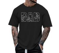 Camiseta de hombre con estampado artístico de manga corta de corte suelto, fácil de cuidar, Le Noir, L