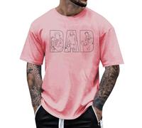 Camiseta de hombre con estampado artístico de manga corta de corte suelto, fácil de cuidar, rosa, 3XL