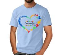 Camiseta de hombre con estampado de corazón en piezas de rompecabezas de diseño simbólico para Autism Awareness Camisetas de deporte Hombre Camisa de manga corta ligera fina transpirable y cómoda