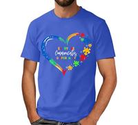 Camiseta de hombre con estampado de corazón en piezas de rompecabezas de diseño simbólico para Autism Awareness Camisetas de deporte Hombre Camisa de manga corta ligera fina transpirable y cómoda