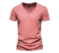 Camiseta de hombre de manga corta con cuello en V - Camiseta de hombre de color sólido camiseta casual Tops de gran tamaño camisetas de gran tamaño cómodo Tops deportivos transpirables Tops de playa
