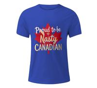 Camiseta de hombre de manga corta con lema humorístico sobre el tema canadiense casual y original para un regalo de padre o abuelo alto, azul, XXL