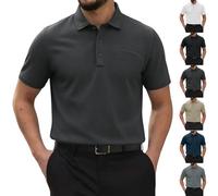 Camiseta de hombre de manga corta y polo ligero, tallas grandes, blancas, de algodón, camiseta deportiva con botones, para gimnasio, ligera y transpirable, de gran tamaño, elegante, de golf