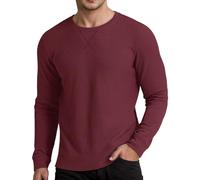 Camiseta de hombre de manga larga térmica en relieve con textura otoño invierno bajo capa cómoda, rojo, L