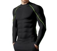 Camiseta de hombre flaco con cuello alto de deporte elástico camiseta de entrenamiento caliente con forro de felpa tops de músculo ocio camisetas de fitness para ciclismo al aire libre, Bk5, XXL