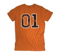 Camiseta de hombre General Lee 01 - Bo y Luke - Línea Vintage - Algodón orgánico 140 g/m², Naranja Vintage, XXL