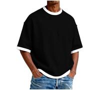 Camiseta de hombre holgada de gran tamaño camiseta de hombre transpirable camisetas básicas casuales de manga corta ligera y suave cómoda lisa diaria hombres camisetas de corte casual, A-le negro, 3XL