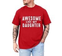 Camiseta de hombre humorística como mi hija cuello redondo manga corta estilo casual para padre cómodo, rojo, XL