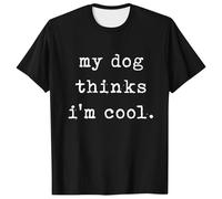 Camiseta de hombre Humorística perro padre animal cuello redondo manga corta estilo casual para aficionados cómodo, Le Noir, S