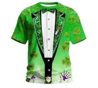 Camiseta de hombre para el día de San Patricio con diseño moderno estampado 3D en corte holgado informal para una apariencia perfecta, verde, XL
