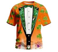Camiseta de hombre para el día de San Patricio con diseño moderno estampado 3D en corte holgado informal para una apariencia perfecta, naranja, XL