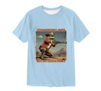 Camiseta de hombre Strawberry Jam Glock impresa Novelty Photo Manga Corta Top Textual, azul celeste, 3XL