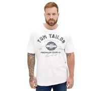 Camiseta de hombre TOM TAILOR de talla grande con logo estampado confeccionada en algodón, Blanco (20000-Blanco), XXXL