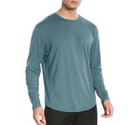 Camiseta de hombre ultrasuave cuello redondo manga larga básica casual ligera transpirable cómoda vida cotidiana ocio moda, azul claro, 3XL