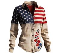 Camiseta de Humor Amor para Mujer, diseño de bandera nacional patriótica americana, 250 Cumpleaños Top Negro Algodón, beige, XL