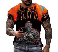 Camiseta de impresión 3D de Caballero Medieval para Hombres Guerrero templario de fantasía con gráfico Cuello Redondo Mangas Cortas