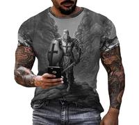 Camiseta de impresión 3D de Caballero Medieval para Hombres Guerrero templario de fantasía con gráfico Cuello Redondo Mangas Cortas