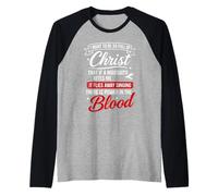 Camiseta de Jesús con Texto en inglés There Is Power In The Blood Camiseta Manga Raglan