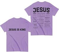 Camiseta de Jesús es Rey, camiseta de Jesús, camisetas cristianas de fe religiosa, camiseta de manga corta con cuello redondo, morado claro, XL