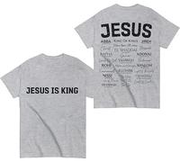 Camiseta de Jesús es Rey, camiseta de Jesús, camisetas cristianas de fe religiosa, camiseta de manga corta con cuello redondo, gris, 3XL