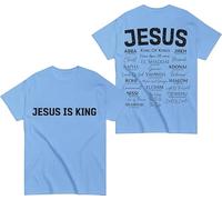 Camiseta de Jesús es Rey, camiseta de Jesús, camisetas cristianas de fe religiosa, camiseta de manga corta con cuello redondo, Azul (carolina blue), 3XL