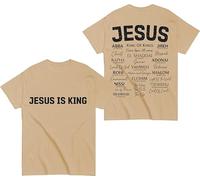 Camiseta de Jesús es Rey, camiseta de Jesús, camisetas cristianas de fe religiosa, camiseta de manga corta con cuello redondo, caqui, 3XL