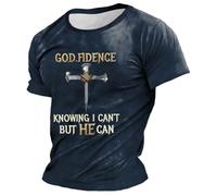 Camiseta de Jesús para hombre, diseño clásico, camiseta informal de manga corta, vintage, manga corta, camisa de ocio, Harajuku Streetwear Tops de gran tamaño, cuello redondo, P azul., XL