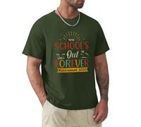 Camiseta de jubilación para maestros 2025, camiseta de jubilación para maestros, regalo para profesores jubilados, camisas de manga corta de algodón, Estilo verde militar, L