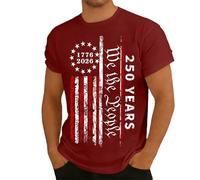 Camiseta de jubileo con estampado patriótico de manga corta para actividades de ocio Ocasiones festivas como ropa exterior para hombre, rojo, XXL