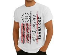 Camiseta de jubileo con estampado patriótico de manga corta para actividades de ocio Ocasiones festivas como ropa exterior para hombre, Blanco, XL