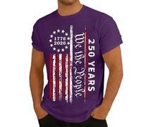 Camiseta de jubileo con estampado patriótico de manga corta para actividades de ocio Ocasiones festivas como ropa exterior para hombre, morado, 3XL