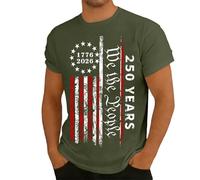 Camiseta de jubileo con estampado patriótico de manga corta para actividades de ocio Ocasiones festivas como ropa exterior para hombre, Verde militar., XXL