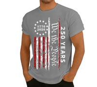 Camiseta de jubileo con estampado patriótico de manga corta para actividades de ocio Ocasiones festivas como ropa exterior para hombre, gris, L