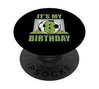 Camiseta de Jugador del Octavo cumpleaños de Happy Birthday Soccer Squad PopSockets PopGrip Adhesivo