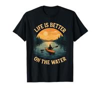 Camiseta de Kayak para piragüismo, Lago, Puesta de Sol, Remo, Naturaleza, Camping Camiseta