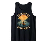 Camiseta de Kayak para piragüismo, Lago, Puesta de Sol, Remo, Naturaleza, Camping Camiseta sin Mangas