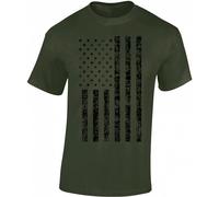 Camiseta de la bandera de Estados Unidos para hombre - Black Stars and Stripes - Camiseta del ejército de Estados Unidos - Camiseta americana, militar, L