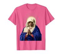 Camiseta de la Virgen - Camisa de la Santa Virgen María Camiseta, Hombre, Rosa Jaspeado, L