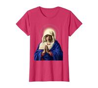Camiseta de la Virgen - Camisa de la Santa Virgen María Camiseta, Mujer, Rojo Jaspeado, M