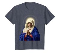 Camiseta de la Virgen - Camisa de la Santa Virgen María Camiseta, Niños, Azul Jaspeado, 10 años