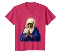 Camiseta de la Virgen - Camisa de la Santa Virgen María Camiseta, Niños, Rojo Jaspeado, 4 años