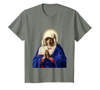 Camiseta de la Virgen - Camisa de la Santa Virgen María Camiseta, Niños, Verde Militar Jaspeado, 6 años