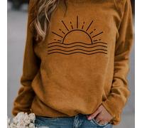 Camiseta de Larga para Mujer con Diseño de Sol y - Blusa Casual de Cuello , Tops Cálidos para Otoño e Invierno con de Sol, Ropa Casual Lavable a Máquina y Pieza de Capas para Outfits de Frío