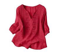 Camiseta de lino para mujer, blusa de lino medieval, blusa de verano de manga corta, camiseta de cuello en V, túnica de lino, holgada, tallas grandes, blusa vintage, camisa de lino, blusas informales