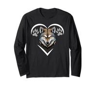 Camiseta de Lobo para Hombres y niños, Lobo Aullando Lobos, corazón de Lobo Manga Larga