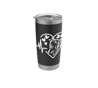 Camiseta de lobo para hombres y niños, lobo aullando lobos latidos del corazón Vaso térmico de acero inoxidable de doble pared