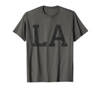 Camiseta de Los Ángeles para mujer y hombre | Texto negro fresco envejecido LA Camiseta
