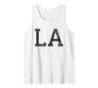 Camiseta de Los Ángeles para Mujer y Hombre | Texto Negro Fresco Envejecido LA Camiseta sin Mangas