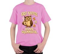 Camiseta de los niños del primer café NA y luego gramática búho cansado maestro, Rosa., 152